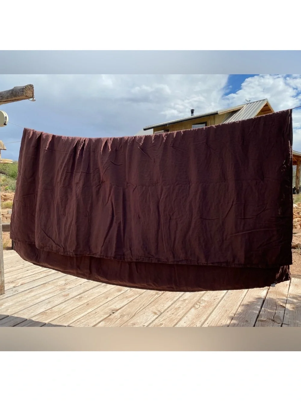 Parachute Linen quilt in Chocolate Brown